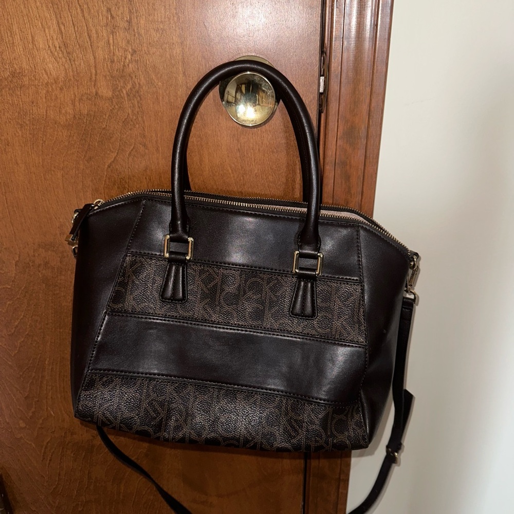 Calvin Klein Black and Brown Satchel